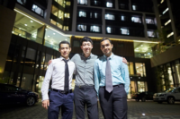 Inderdeep (first from right) with his College friends at the College piazza